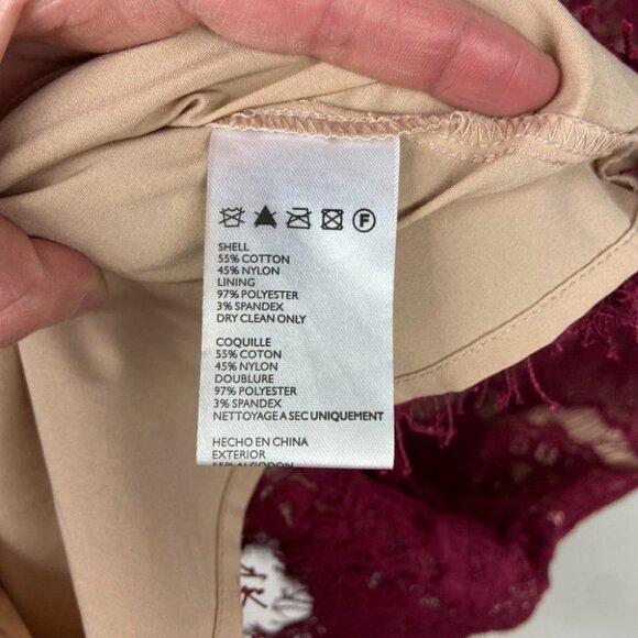 Anthropologie Burgundy Lace Mini Dress Size Medium Cocktail Romantic Bohemian M - Picture 8 of 14